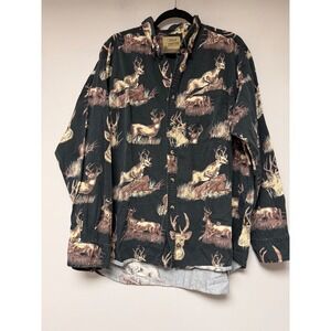 Field Tested Outdoor Life Mens 2X Long Black Deer Print Button Up Shirt